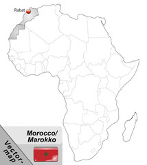 Obraz premium Inselkarte von Marokko mit Hauptstädten in Grau