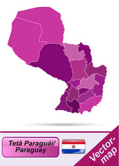 Grenzkarte von Paraguay mit Grenzen in Violett
