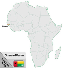 Inselkarte von Guinea-Bissau mit Hauptstädten in Pastelgrün