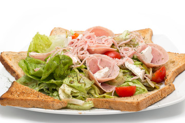 Meat salad on the plate