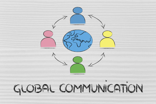 global business communication, people connected across globe