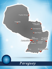 Inselkarte von Paraguay Abstrakter Hintergrund in Blau