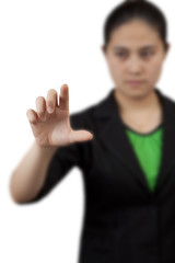 Asian business woman on white background.