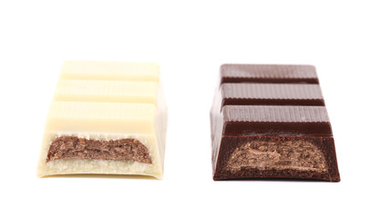 Slices of dark and white chocolate
