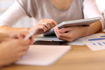 Fototapeta premium people in office using digital tablet