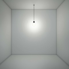 Lamp in empty white room