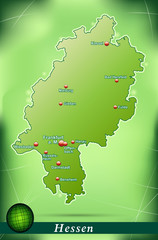 Inselkarte von Hessen Abstrakter Hintergrund in Grün