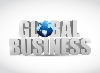global business 3d text illustration design