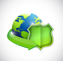 globe and green shield illustration design