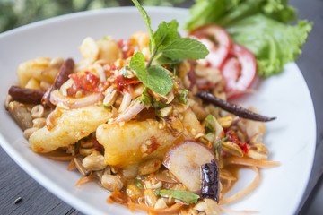 Herb salad with fish