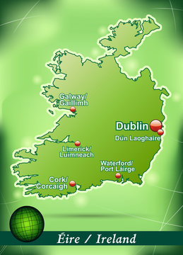 Inselkarte von Irland Abstrakter Hintergrund in Grün