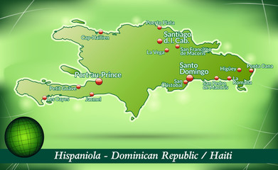 Inselkarte von Hispaniola Abstrakter Hintergrund in Grün