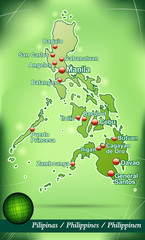 Inselkarte von Philippinen Abstrakter Hintergrund in Grün
