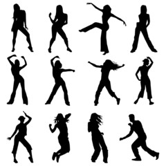 set silhouettes zumba dancers