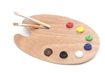 art palette with brushes and paints