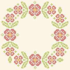 Cross-stitch embroidery in Ukrainian style