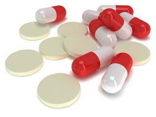 Pale of medical pills - tablets 3d