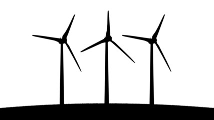 three aeolian windmills silhouettes