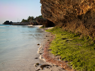 Karst sea shore with sand
