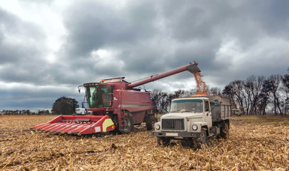 machinery during harvest corn