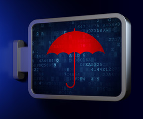 Privacy concept: Umbrella on billboard background
