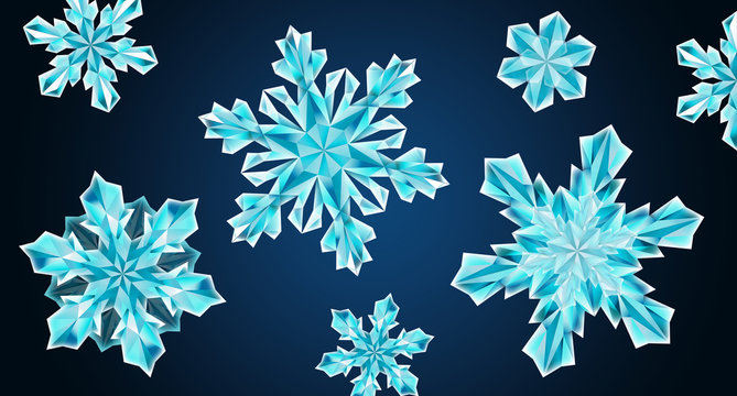 abstract crystal snowflakes set, Christmas ornament