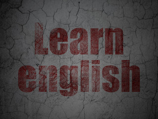Education concept: Learn English on grunge wall background