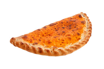 A calzone pie with a golden egg washed crust