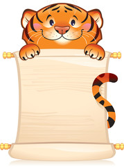 Tiger with scroll