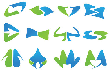 logo graphic elements blue green - obrazy, fototapety, plakaty