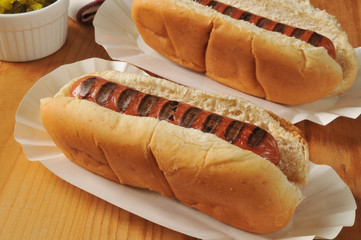 Grilled hot dogs
