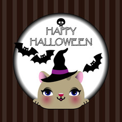 Halloween vector card with cat