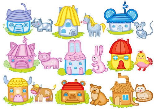 animal houses (vector illustration)