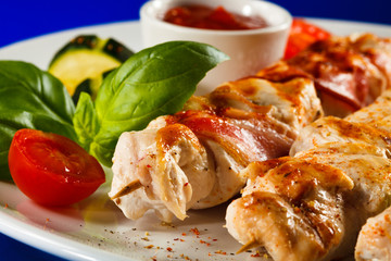 Grilled meat and vegetables