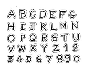 Design of line Font Sketch Hand drawing vector letters