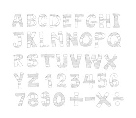 Design of line Font Sketch Hand drawing vector letters