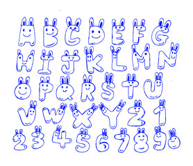 Design of line Font Sketch Hand drawing vector letters