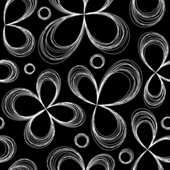 Cercles muraux Fleurs noir et blanc Motif monochrome sans couture