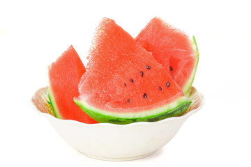 Pieces of sliced ??watermelon on the plate