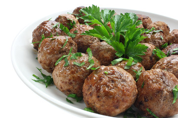 Fried pork meatballs on a plate