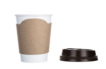Paper cup of coffee Isolated white background