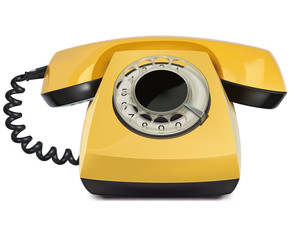 Telephone yellow, vintage, isolated. Vector Illustration