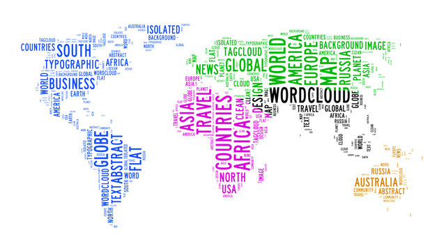 world map text cloud