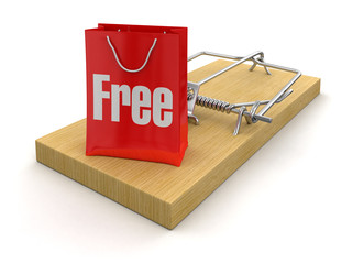 Mousetrap and bag free (clipping path included)