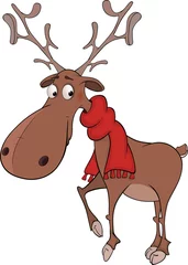 Gardinen Christmas deer cartoon © liusa