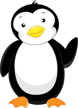 cute penguin waving cartoon
