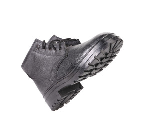 Black leather boots.