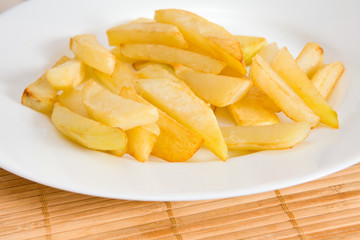French fries on a white plate