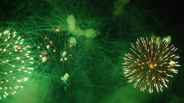 HD - Fireworks. Green balls