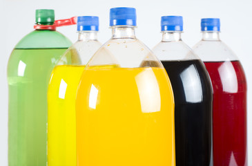 Carbonated drinks in plastic bottles